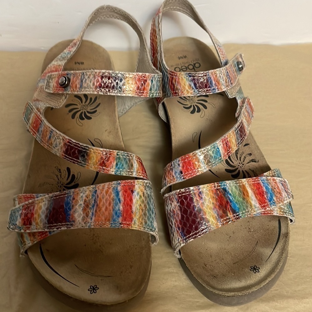 ABEO Bio System Celine Rainbow Leather Sandals, Size 6 - Picture 3 of 9